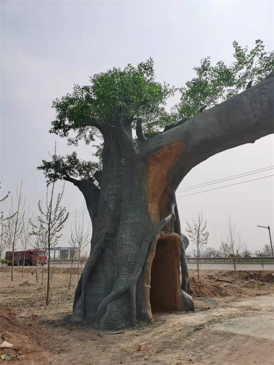 北京制作大门假树 怀柔生态园水泥仿真假树大门
