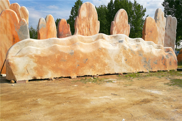 大型晚霞红景观石欣赏