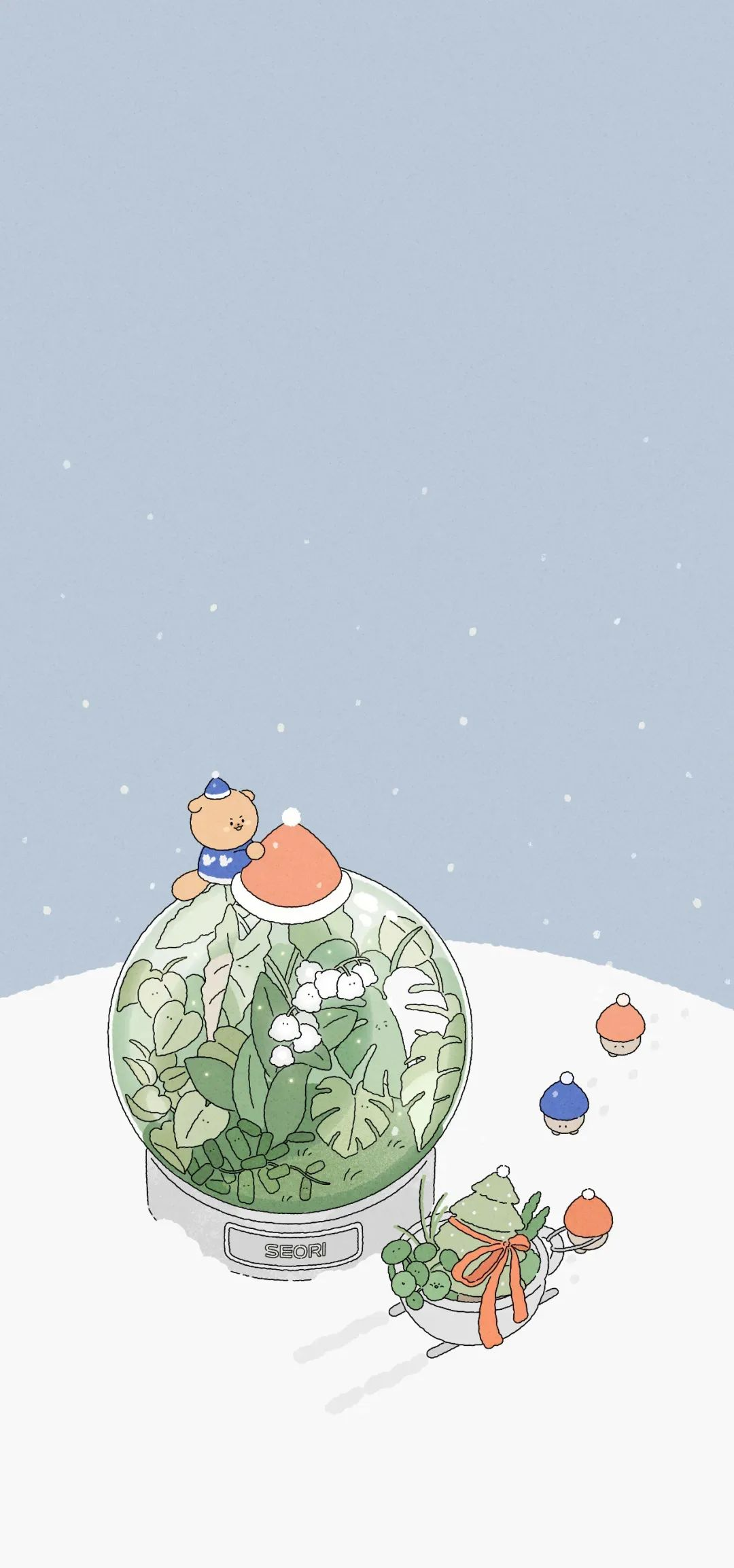 温馨治愈的卡通植物图案