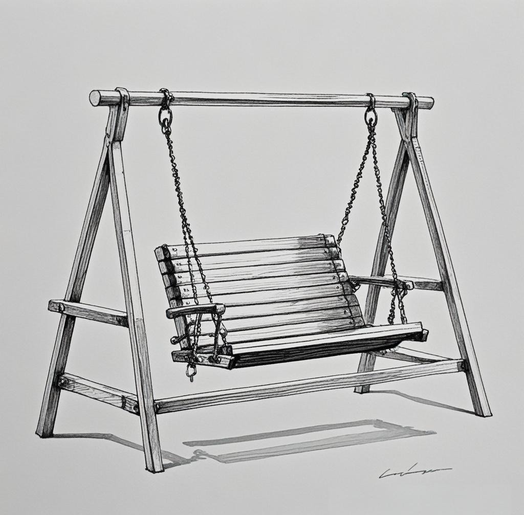 秋千线描图:描绘童年的欢乐与诗意