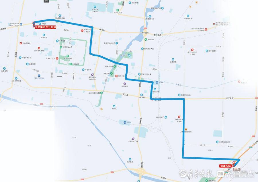 菏泽市区开往菏泽东站的公交车又多一条