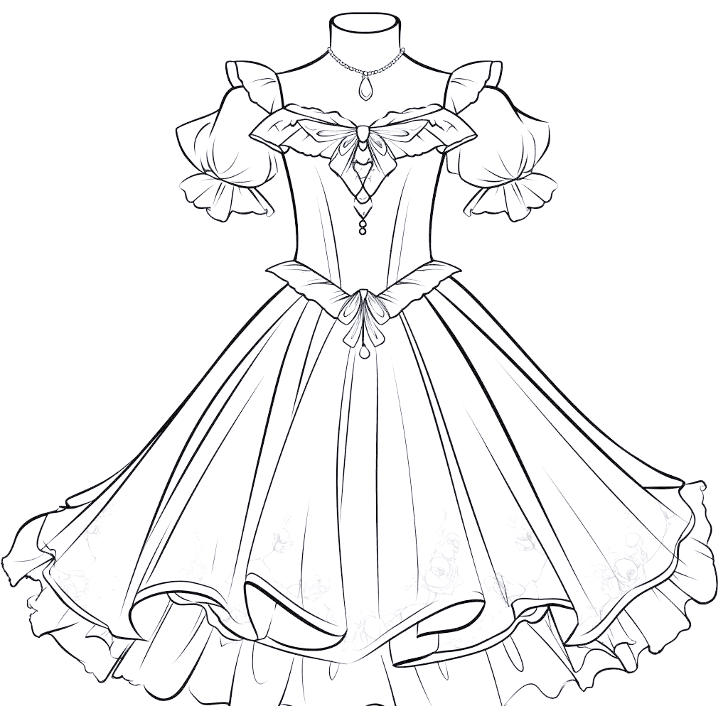 梦幻公主裙线稿灵感大集合:多样风格与精美细节