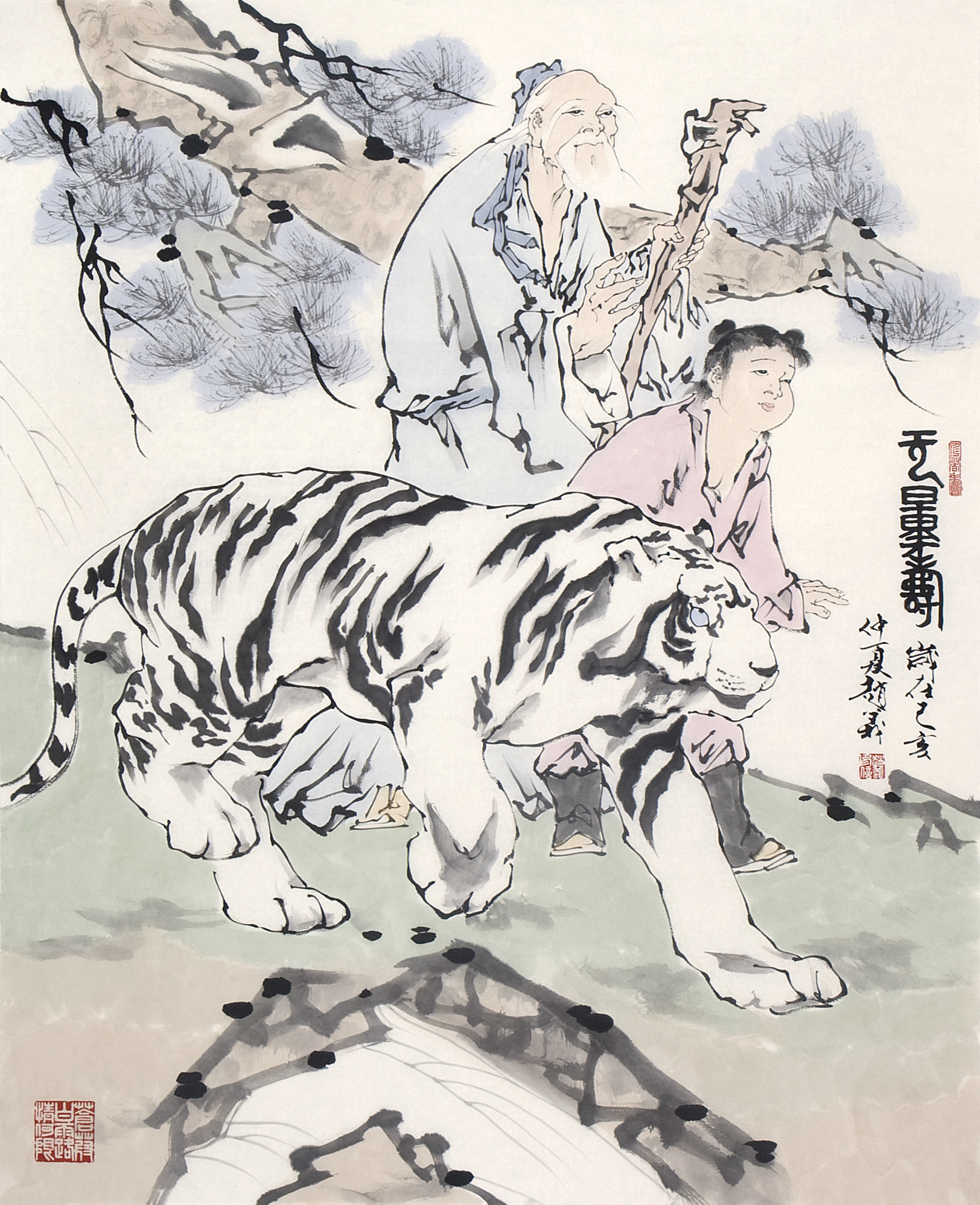 著名画家赵义人称津门"小范曾"岁末作品合集