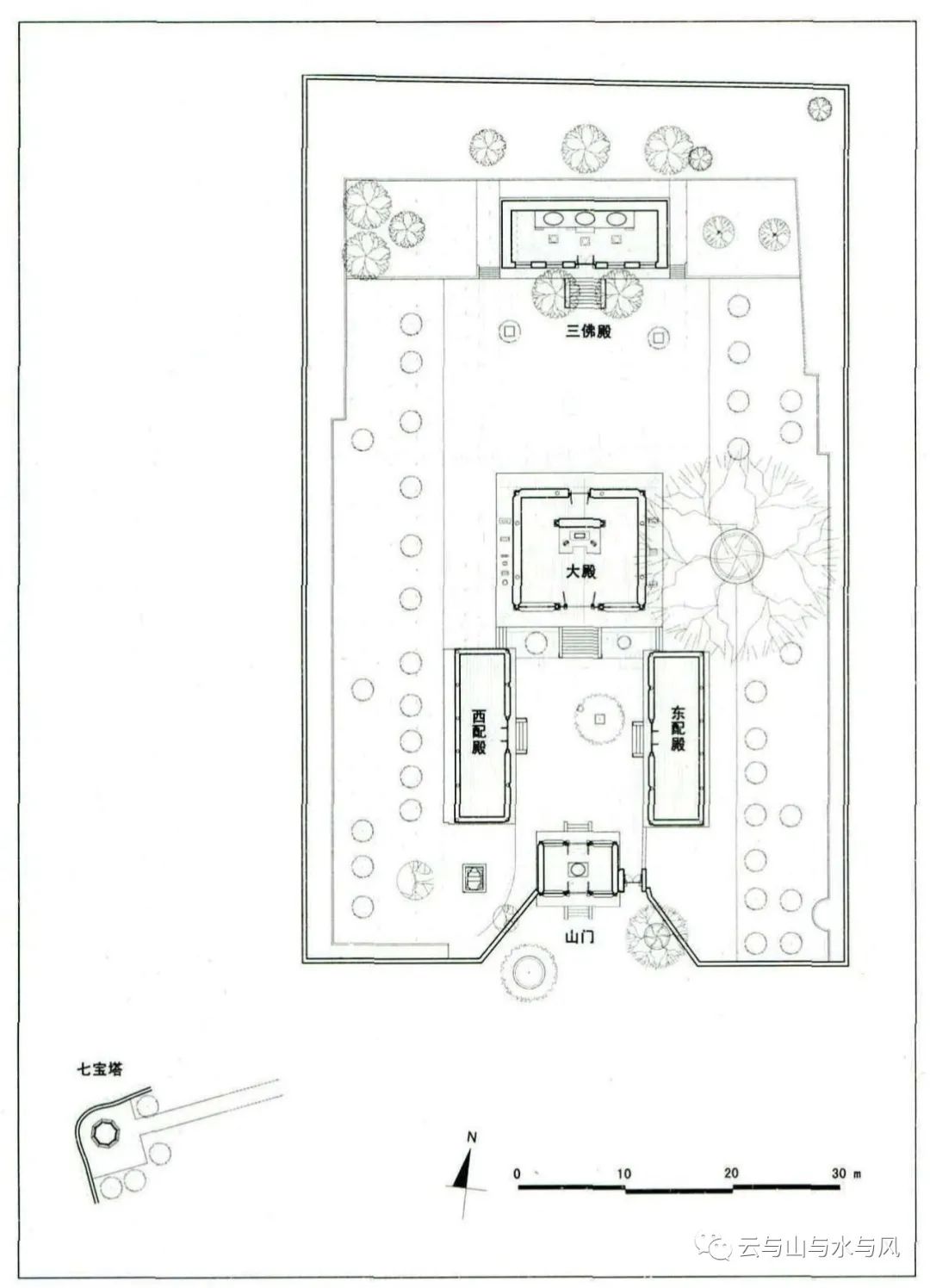 按照寺内经幢上刻有字样,最早时候寺名为"仙岩禅院",大云院现存之大殿