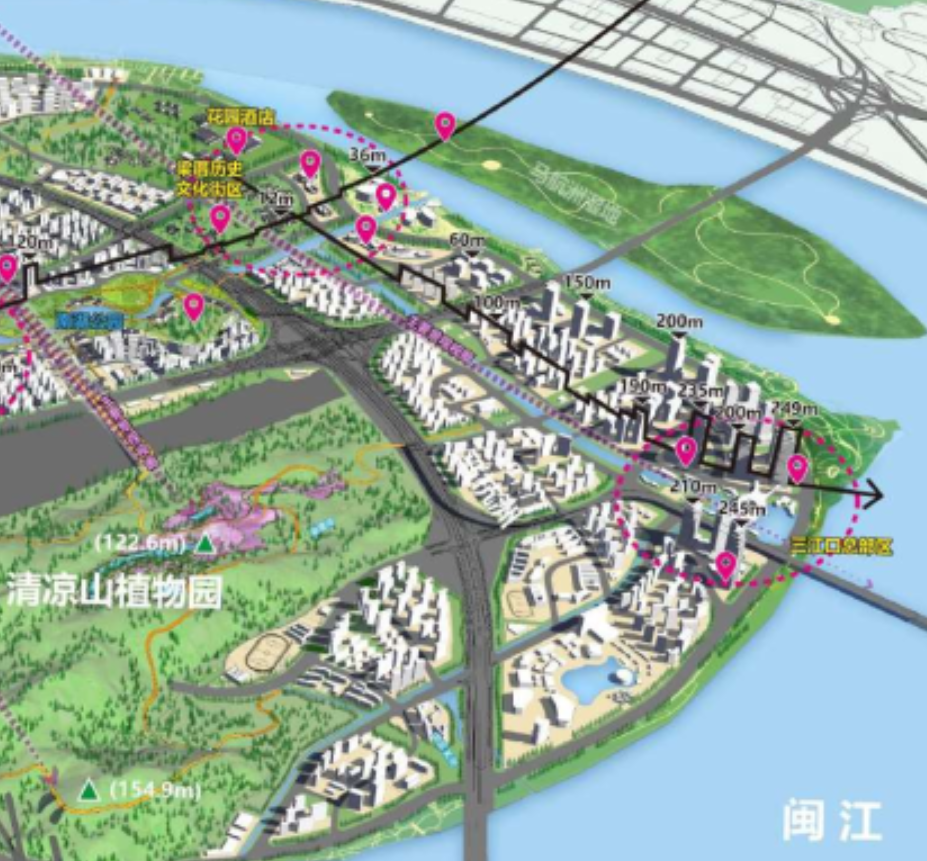 最新曝光!福州仓山新添一处"滨江天际线",规划多栋超200米高楼