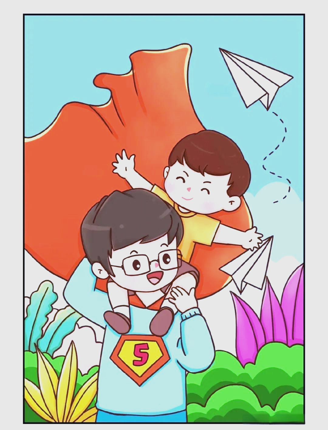 父亲节儿童画模板大赏,展现父爱与创意