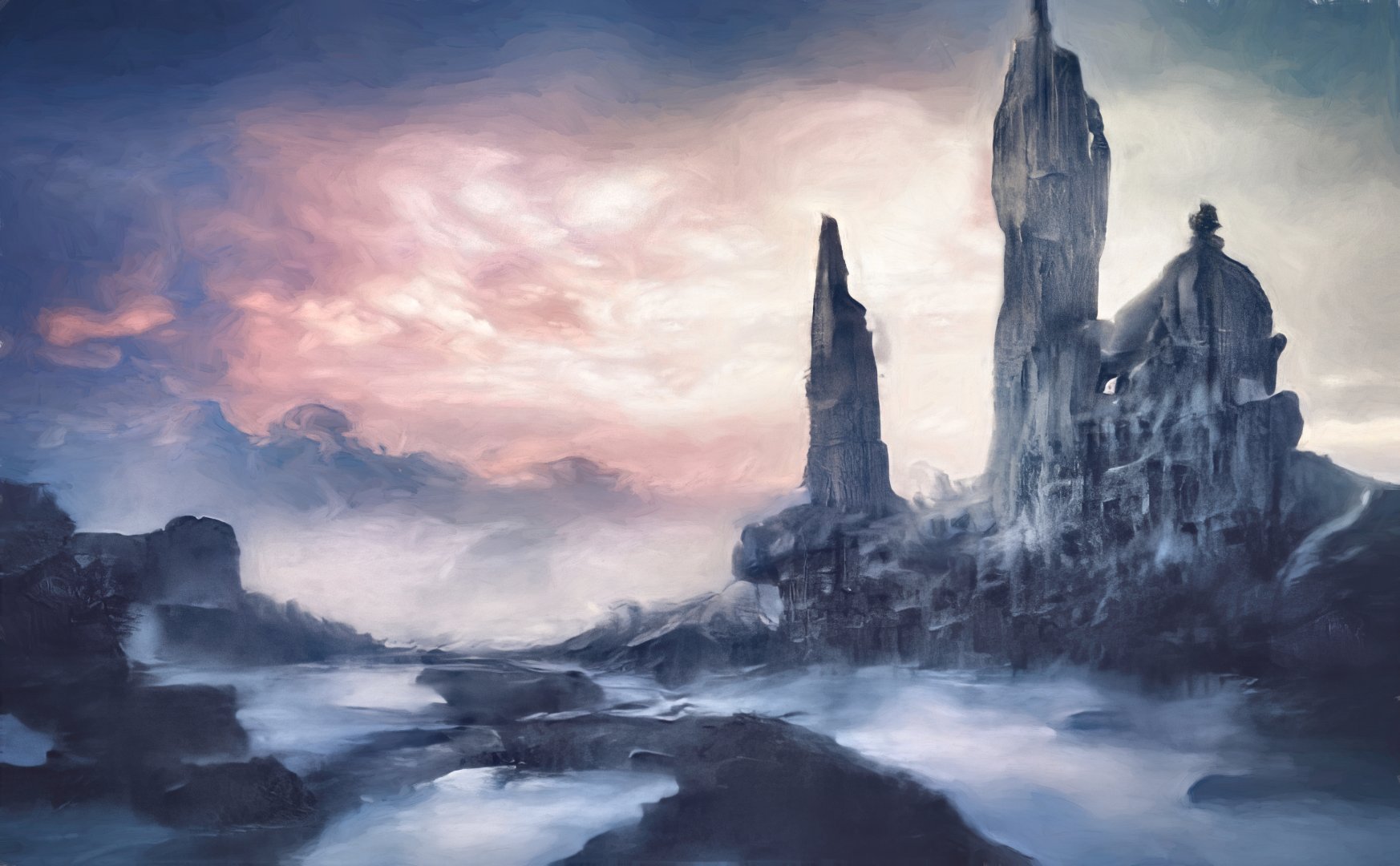 画师「sawsan」作品欣赏:氛围宁静而神秘,奇幻的厚涂风景插画