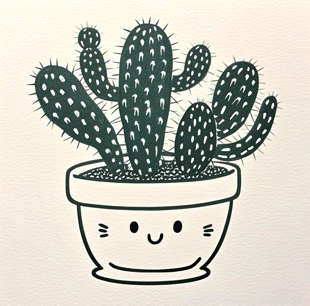 如何用简笔画线描展现仙人掌的独特魅力