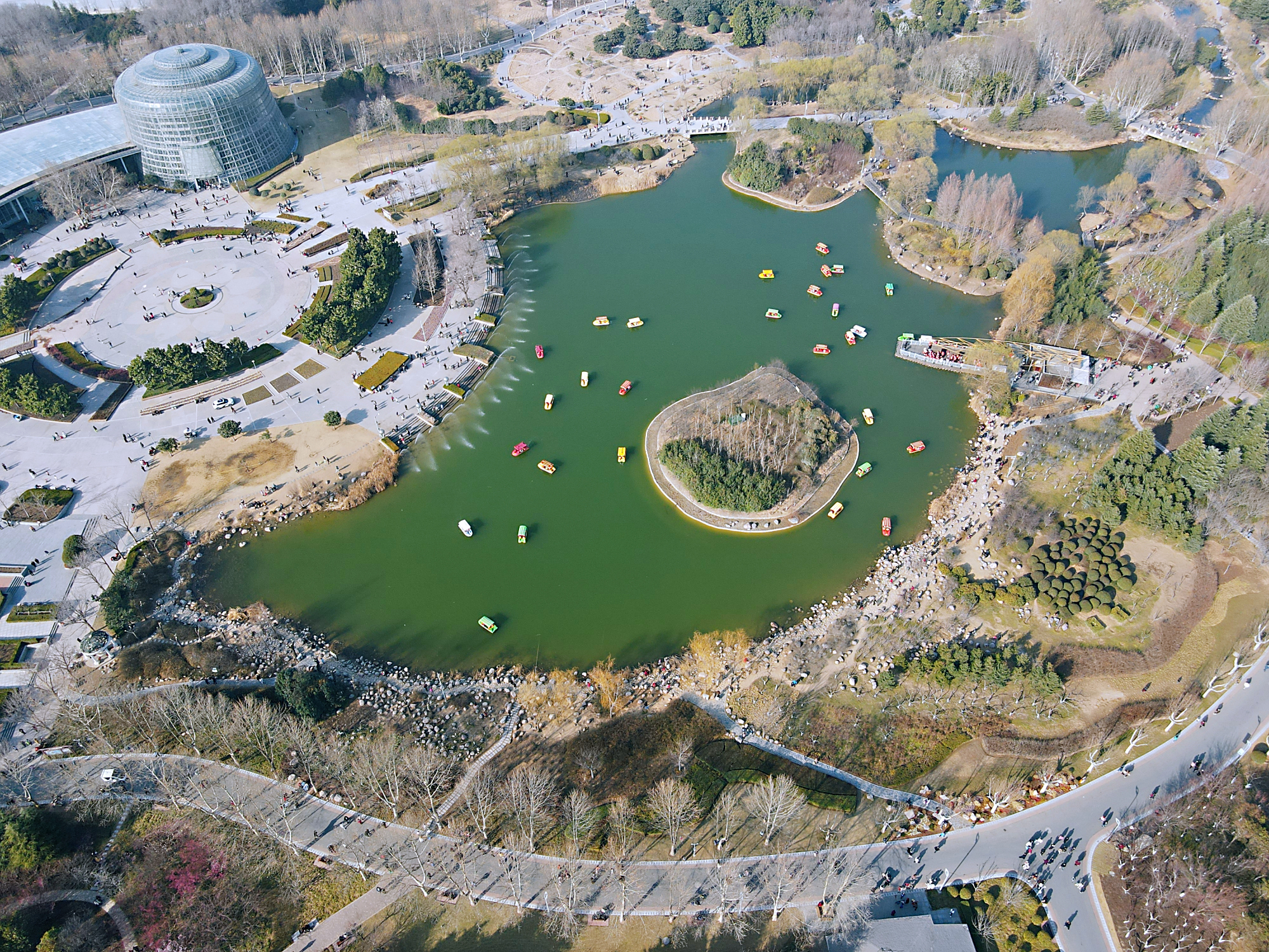 走走停停,春天到了!带着闺女媳妇无人机去郑州植物园寻找春天!