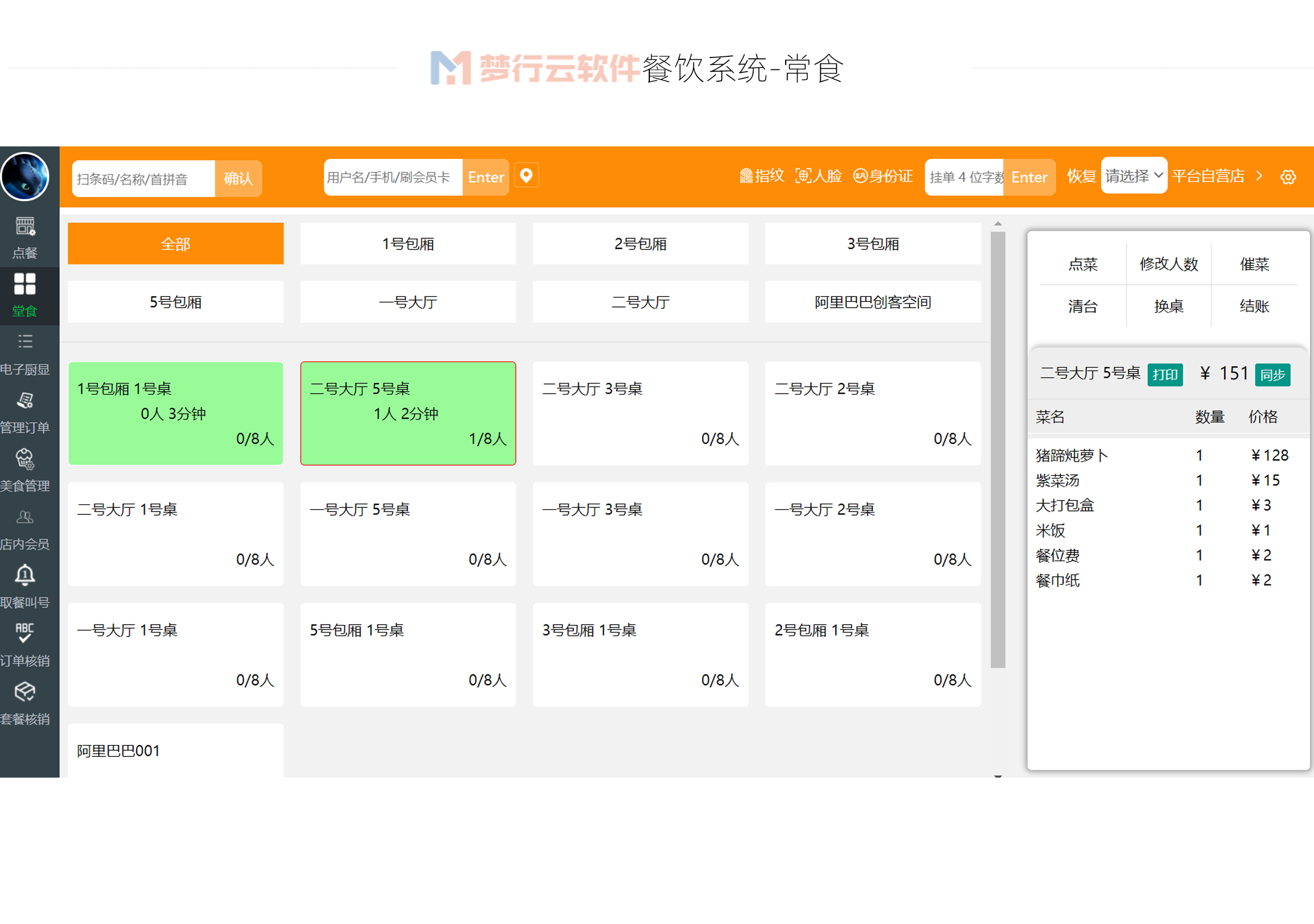 餐饮系统源码ui界面>pc后台