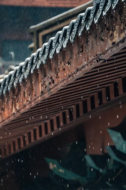 下雨天躲雨屋檐图片图片