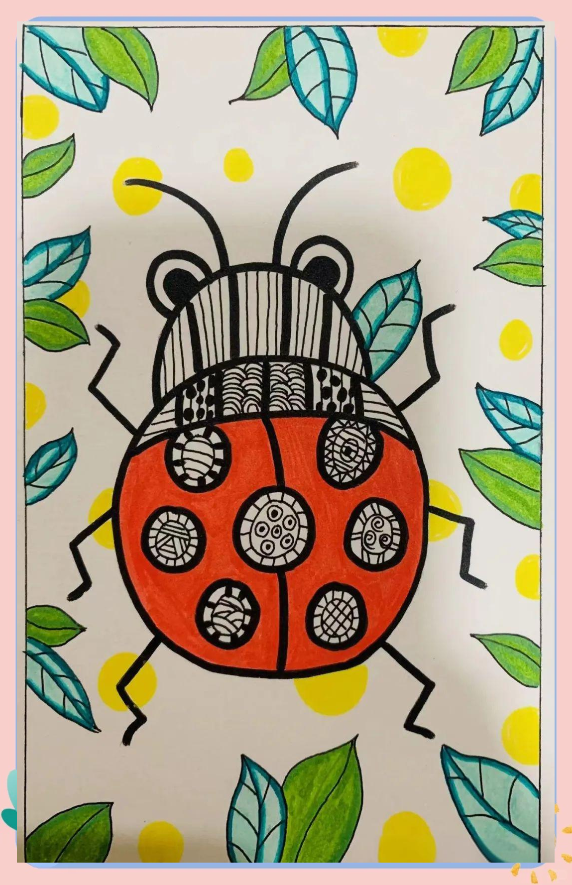 彩色线描七星瓢虫的绘画方法