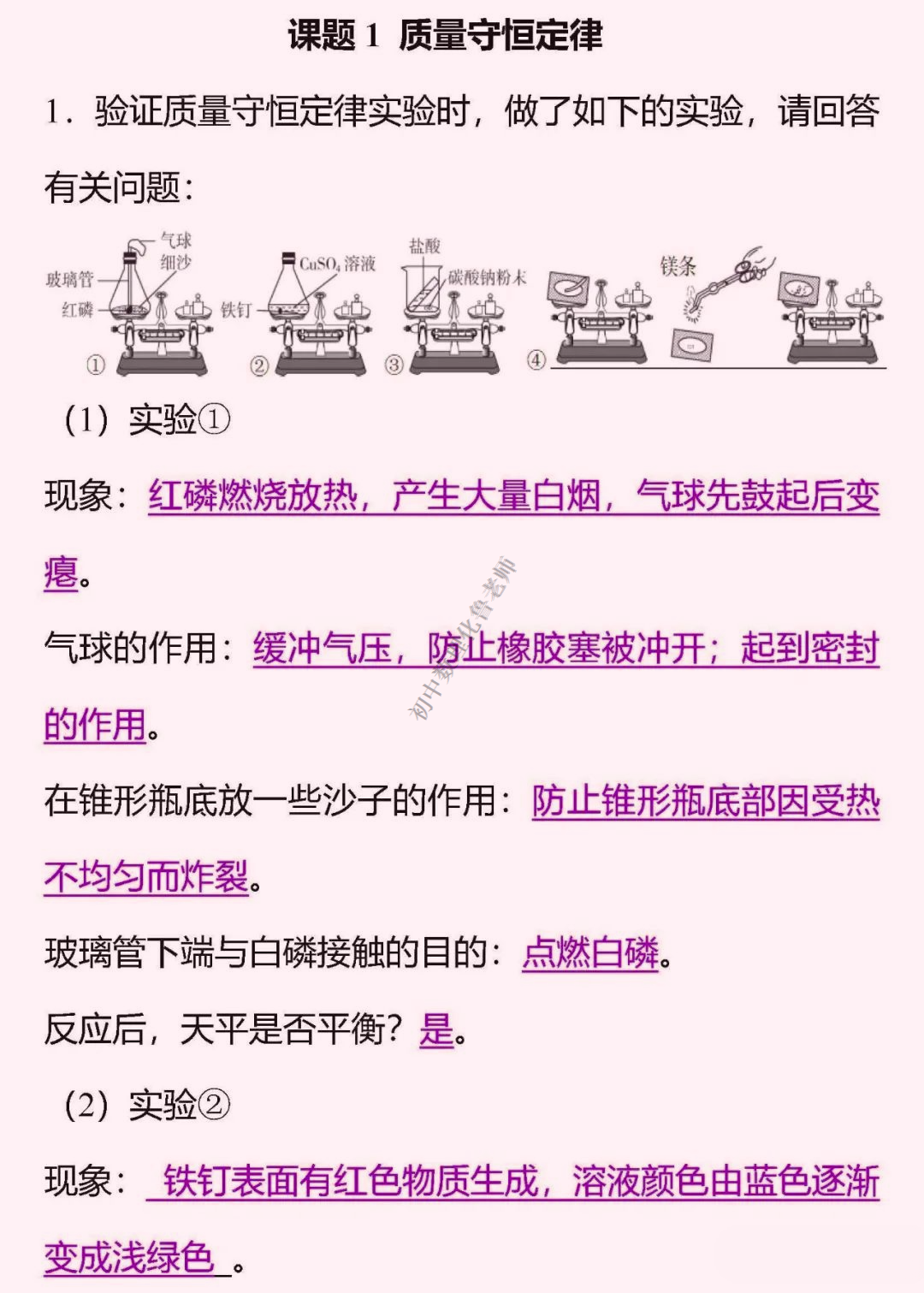 九年级上册化学:《质量守恒定律》重点干货梳理