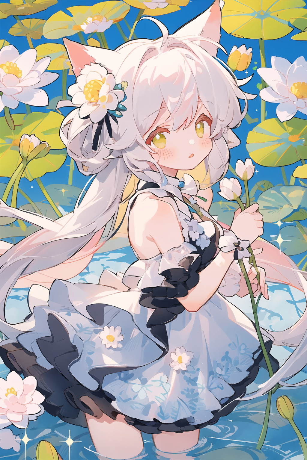 精灵般的二次元女孩:夏日莲花仙子