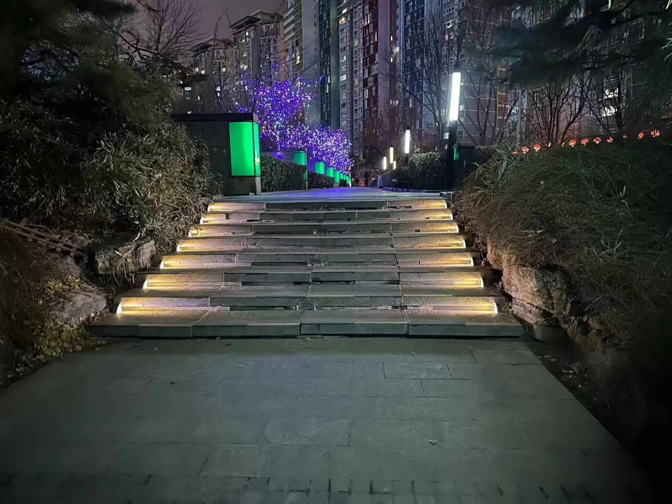 小区台阶多,树枝挡路灯,"发光"的台阶解居民夜间出行难题