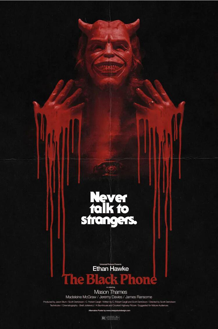 恐怖片《黑暗电话》暗黑版海报 血浆鬼面顿显恐怖