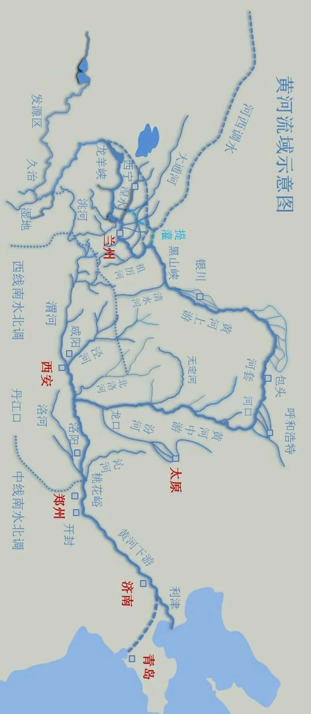 黄河流域(水系)地理示意图集