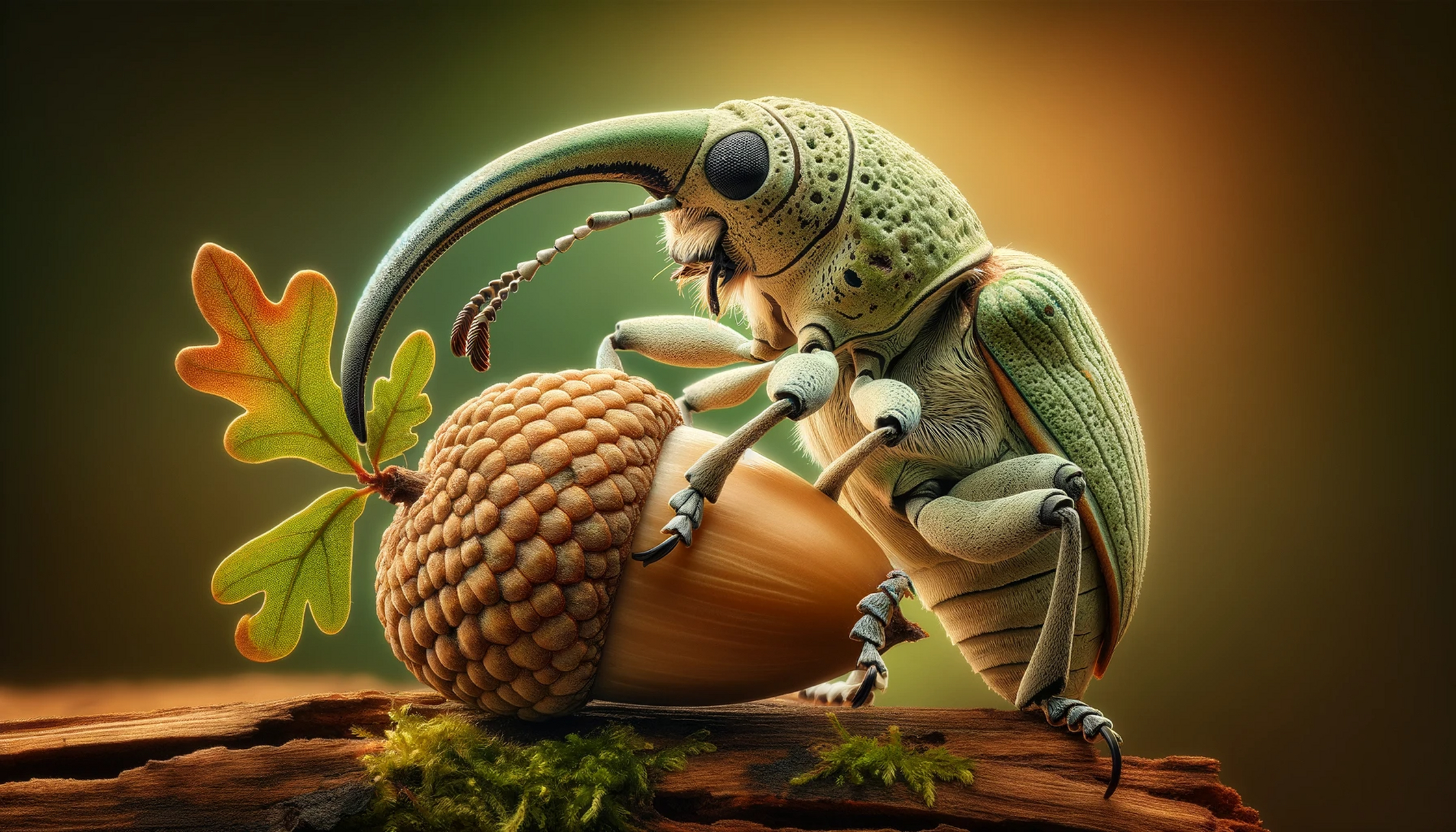 雌虫在橡树上产卵以增加幼虫存活机会,有时会抢夺其他象鼻虫的隧道来