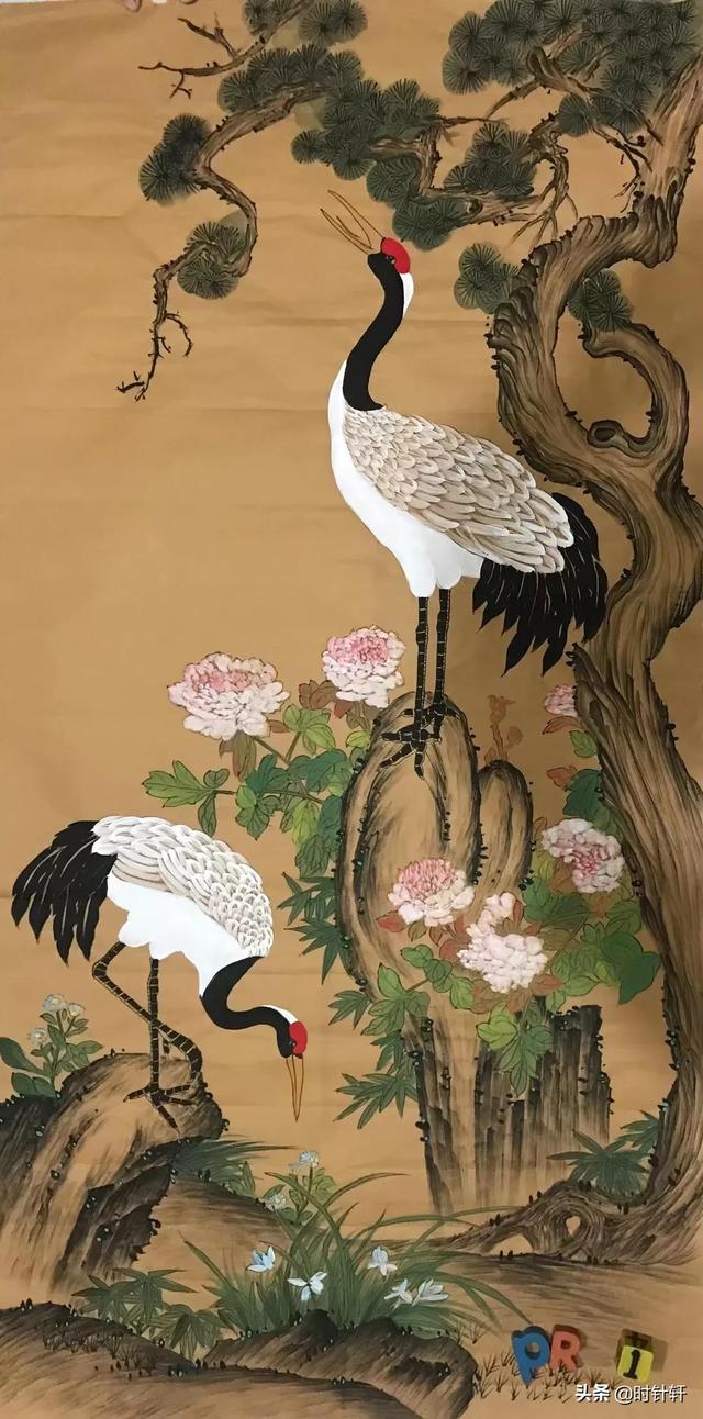 白鹤对鸣送福来,福气就是这样来的,工笔仙鹤请雅正