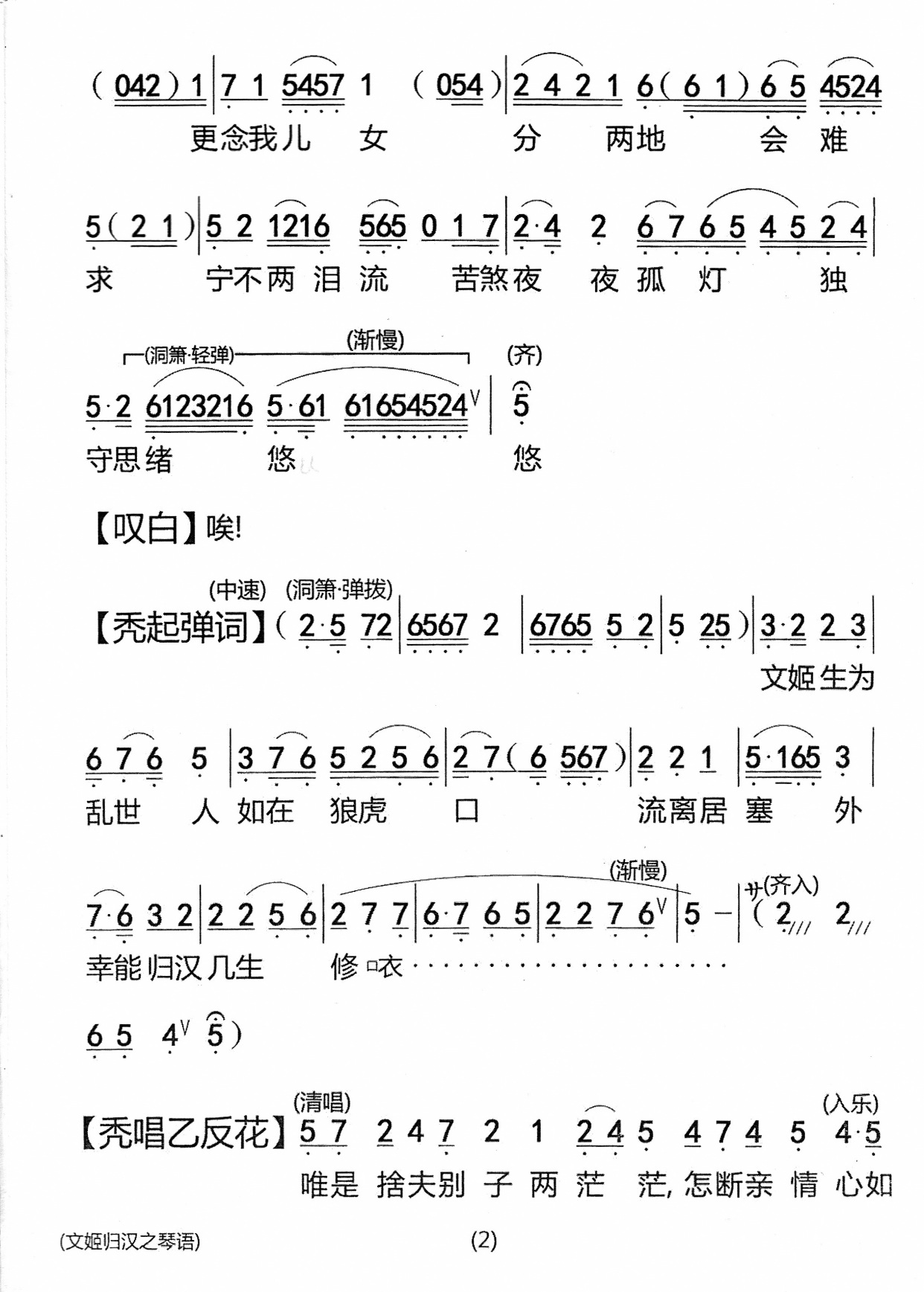 粤曲文姬归汉简谱图片