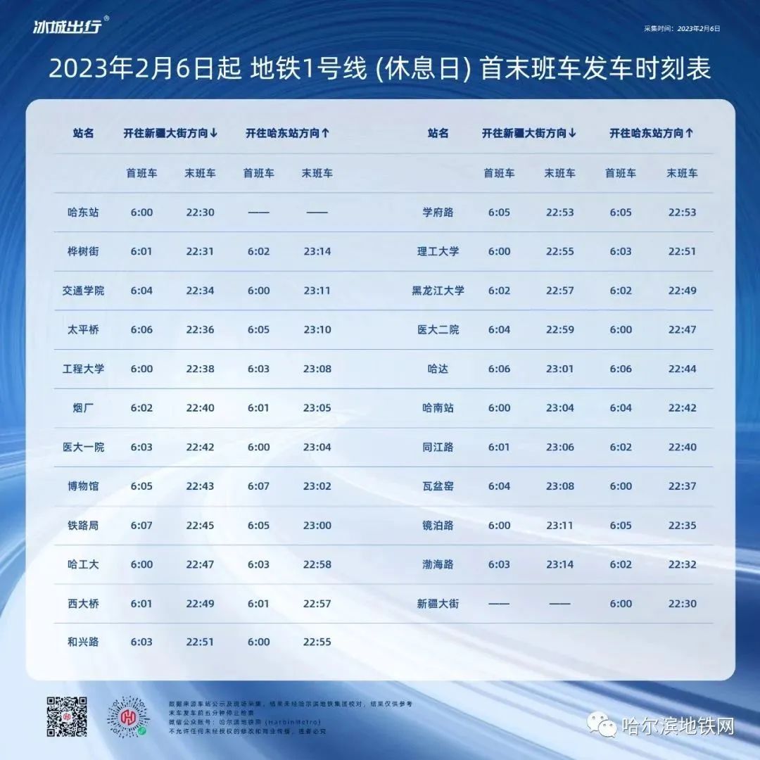 注意!哈尔滨地铁运营时间有调整!