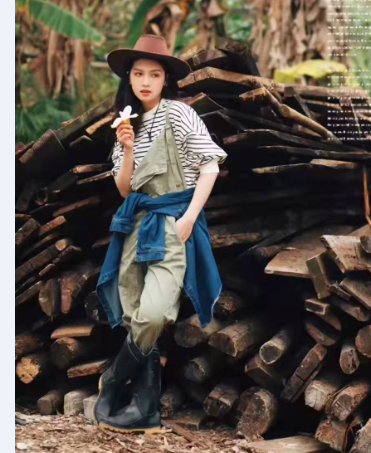 美女穿上奶奶的旧雨靴,美翻了