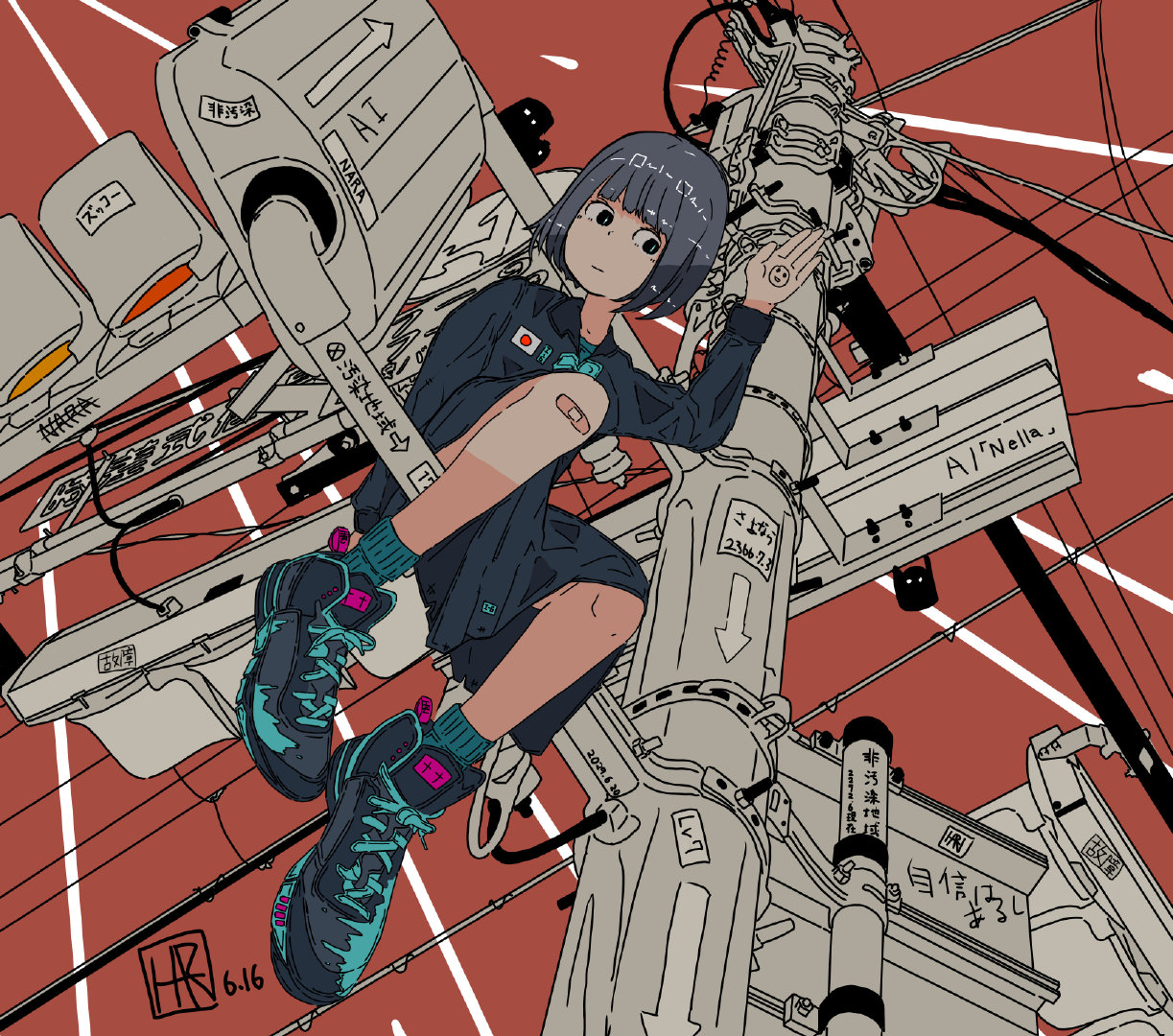 画师「アカサカハル」作品欣赏:炫酷机能风,个性十足的可爱少女插画