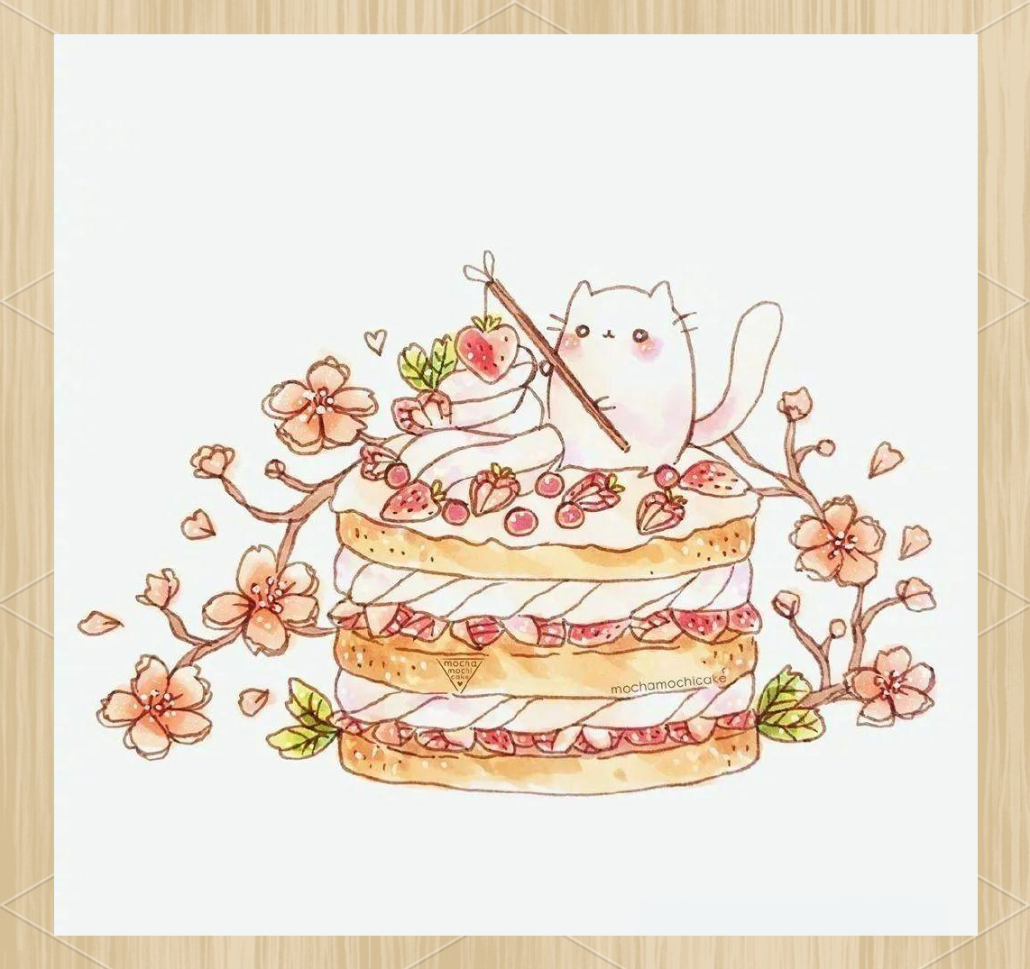 mochamochicake的水彩小插画:动物与食物的奇妙融合