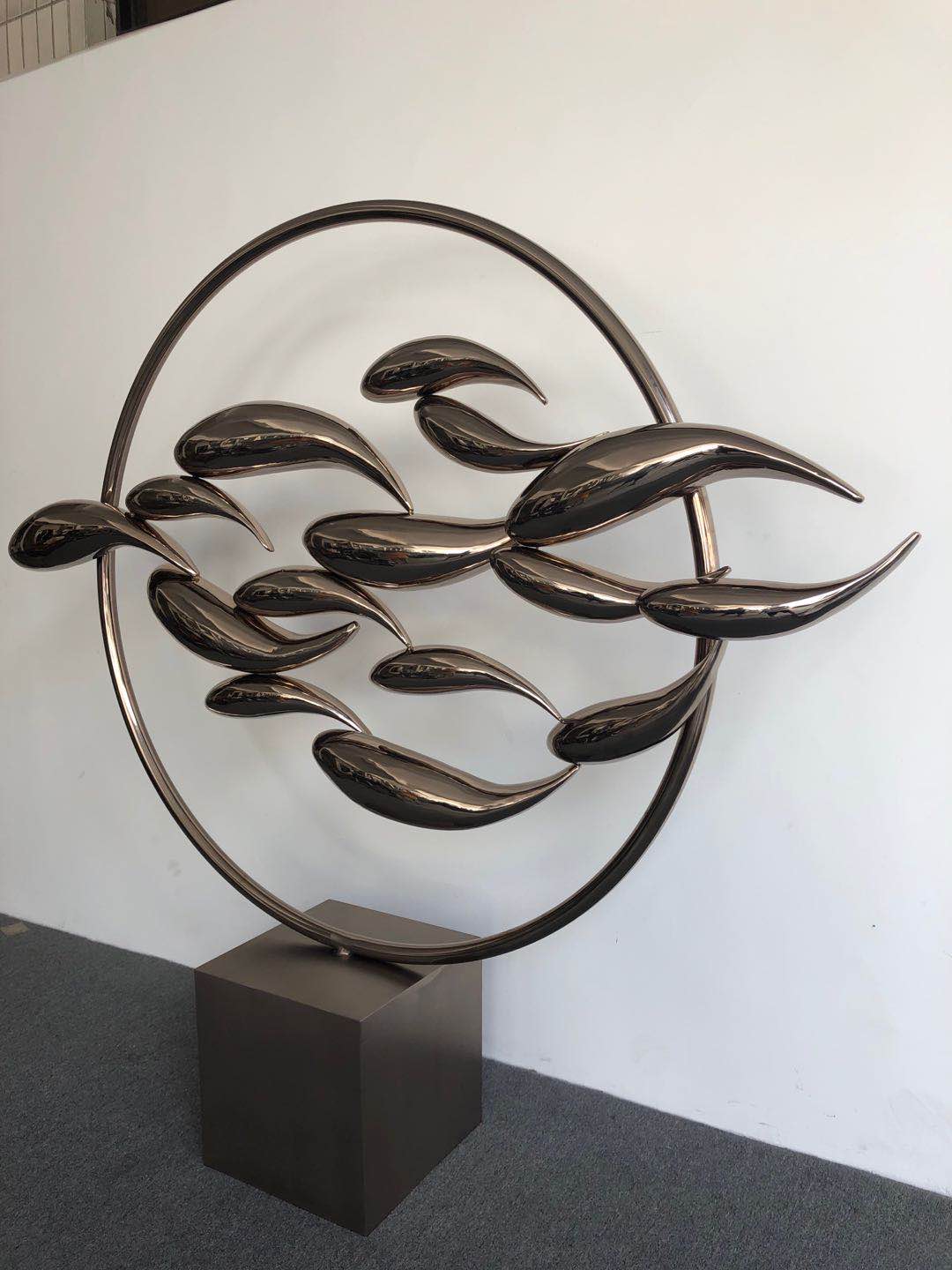 鱼群雕塑 不锈钢雕塑 金属摆件雕塑佛山众钰订制