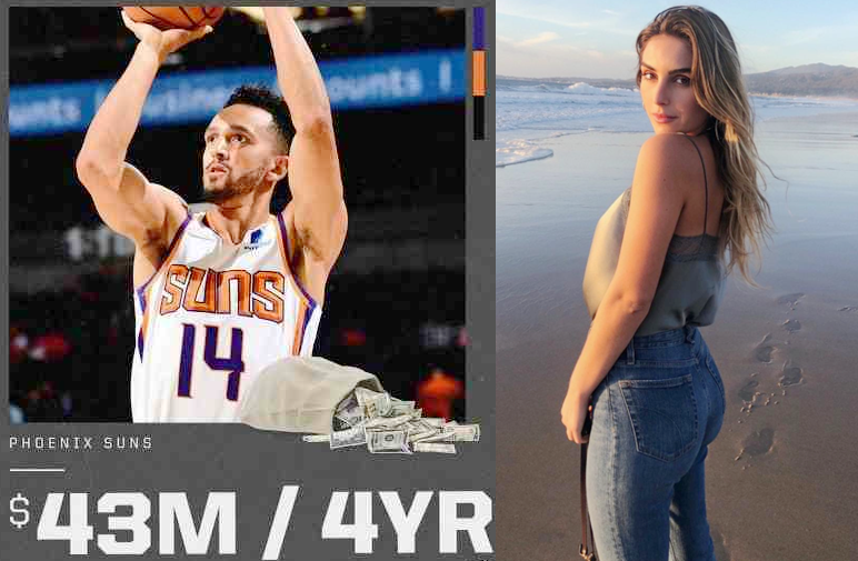 nba神射手签9位数合同!俘获极品花魁,神似盖尔加朵,太有眼光