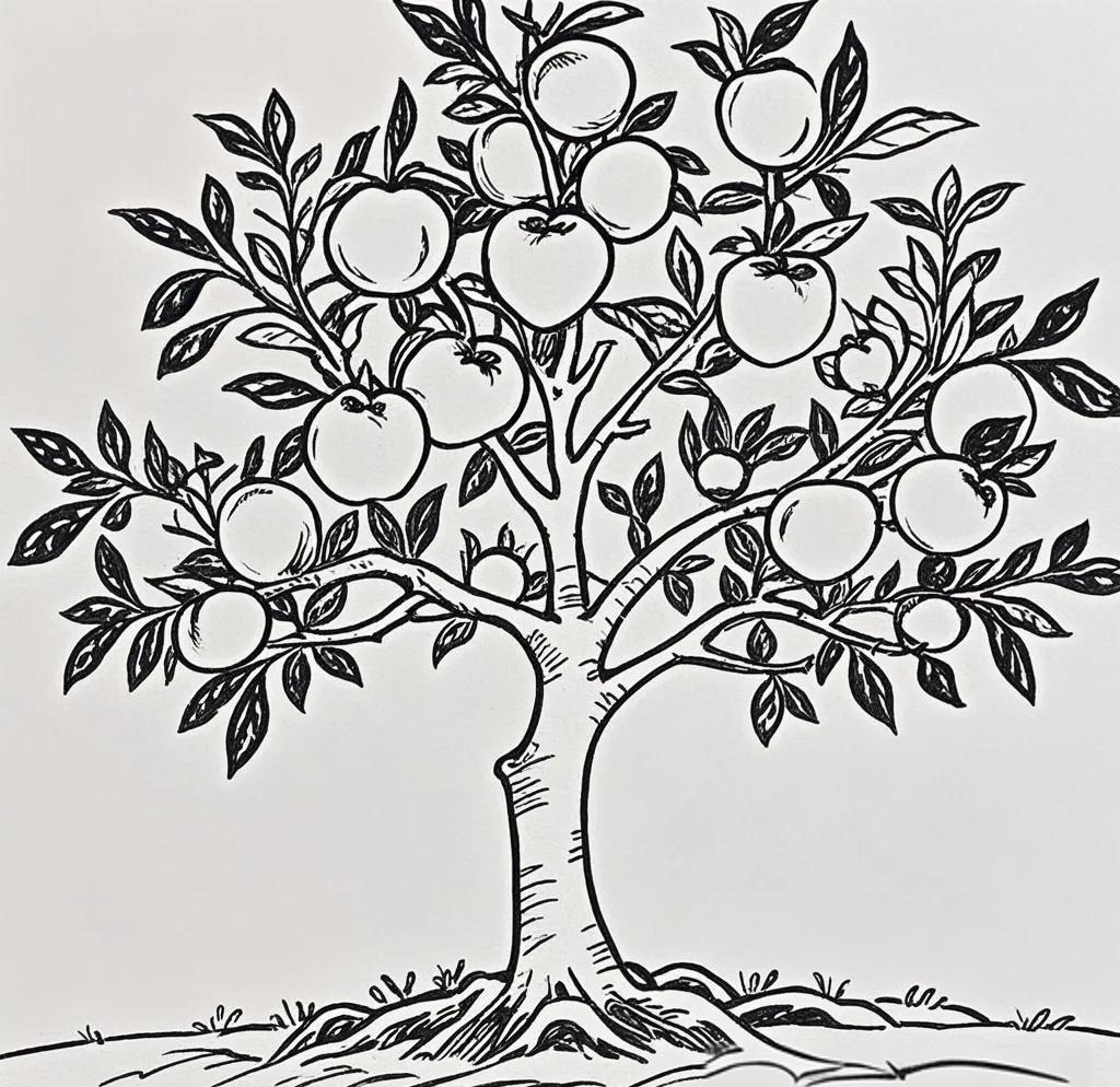 桃树简笔画线稿图绘画技巧详解