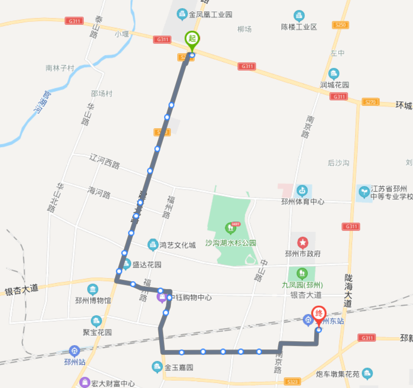 江苏邳州火车东站途经公交车线路乘坐点及其运行时间