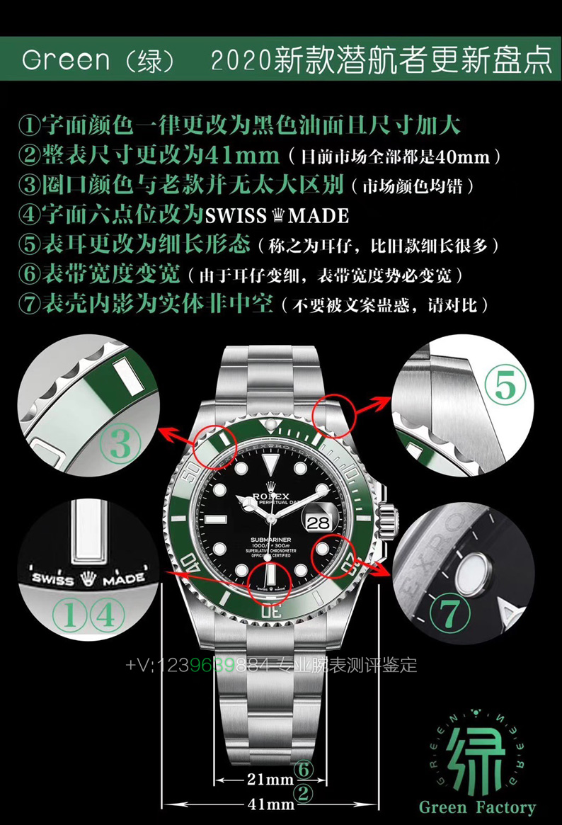 green厂劳力士绿水鬼新款41mm真假对比测评