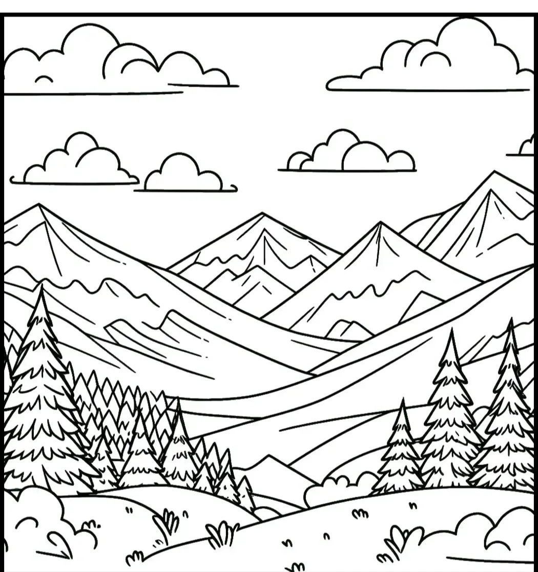 多种山脉自然风景线稿图,值得收藏