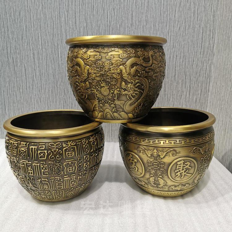 铜缸雕塑小号居家铜水缸桌面摆件铜工艺品制作