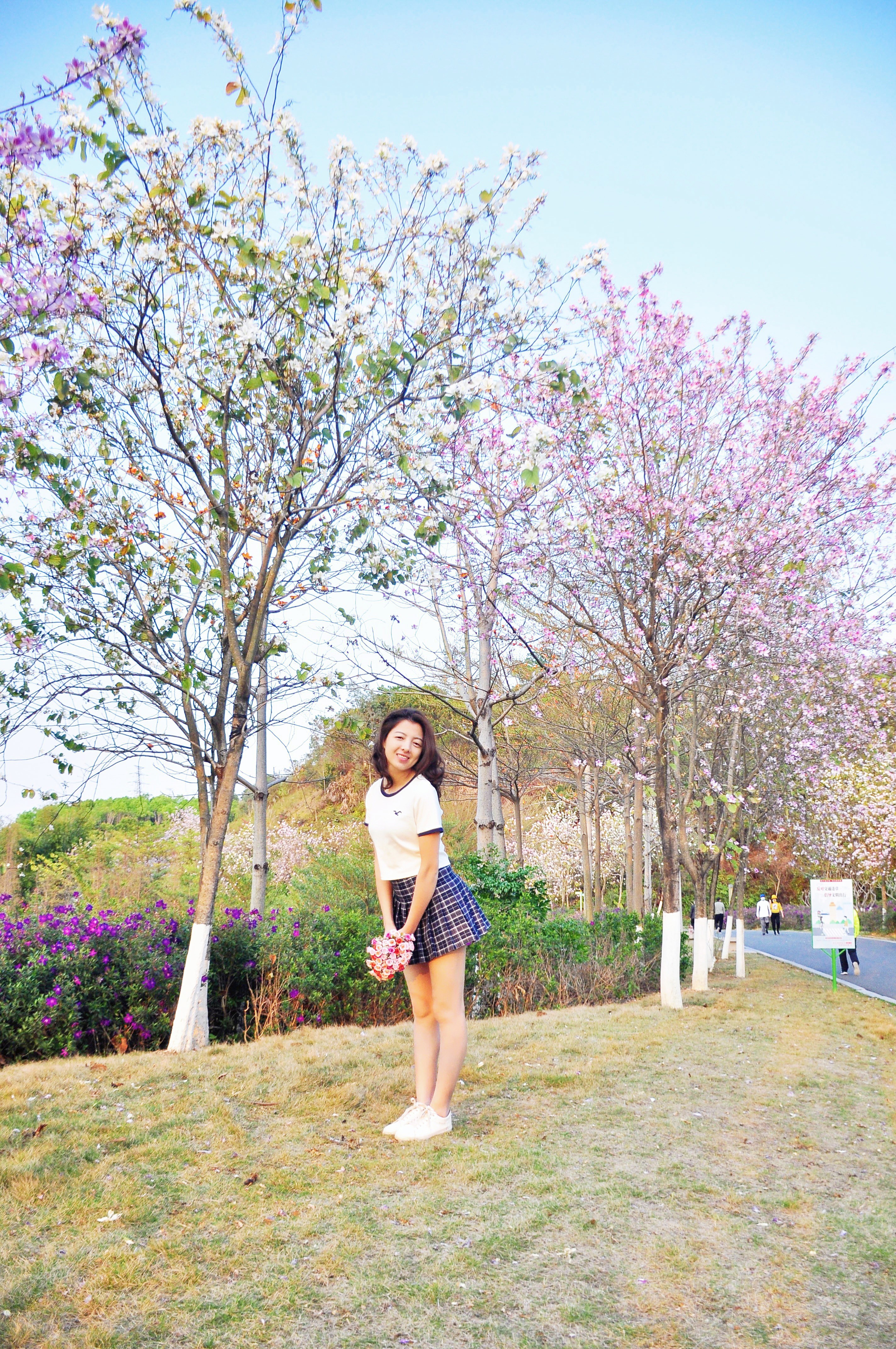 洋紫荆花人像摄影