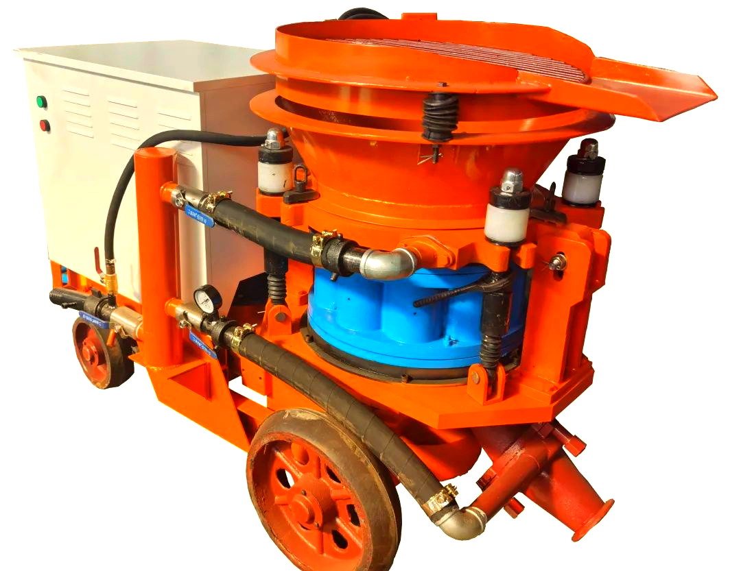 与来自压力水箱的压力水混合后,喷浆机即可喷出混凝土