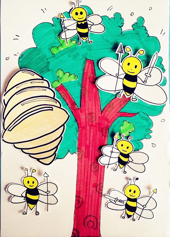 玖凌美绘:手工绘画勤劳的小蜜蜂,贵港画室手工课,小朋友很喜爱