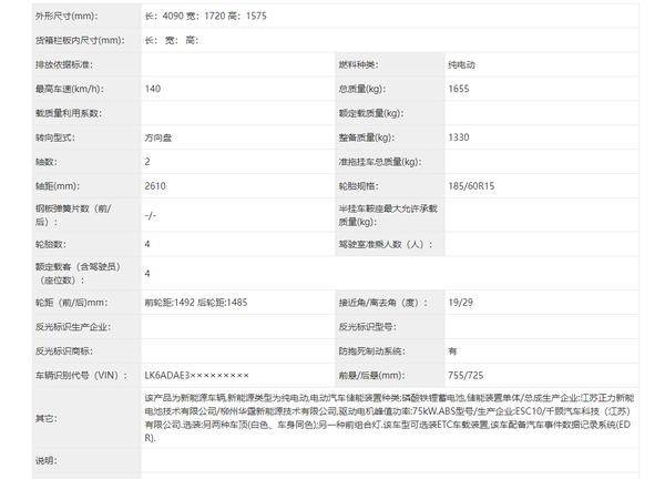 五菱缤果plus申报图发布 定位a0级五门纯电车