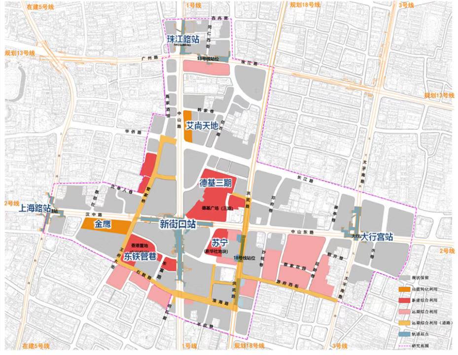 新街口将建地下城,新增29个出入口:南京北站到禄口机场的规划轨道交通