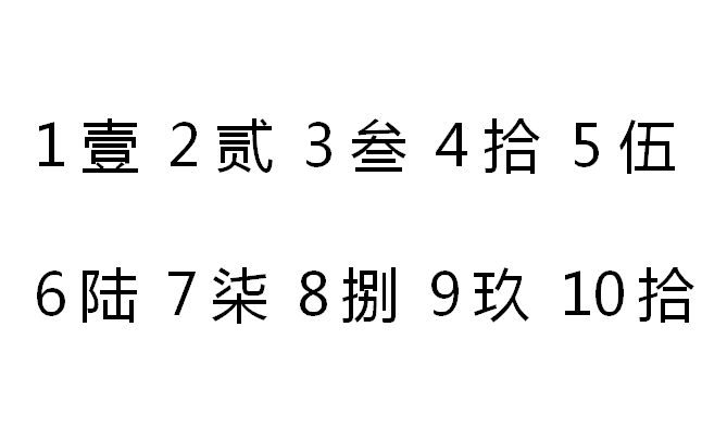 阿拉伯数字1到10的大写怎么写