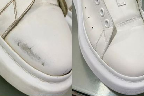 白色皮运动鞋细微裂纹图片