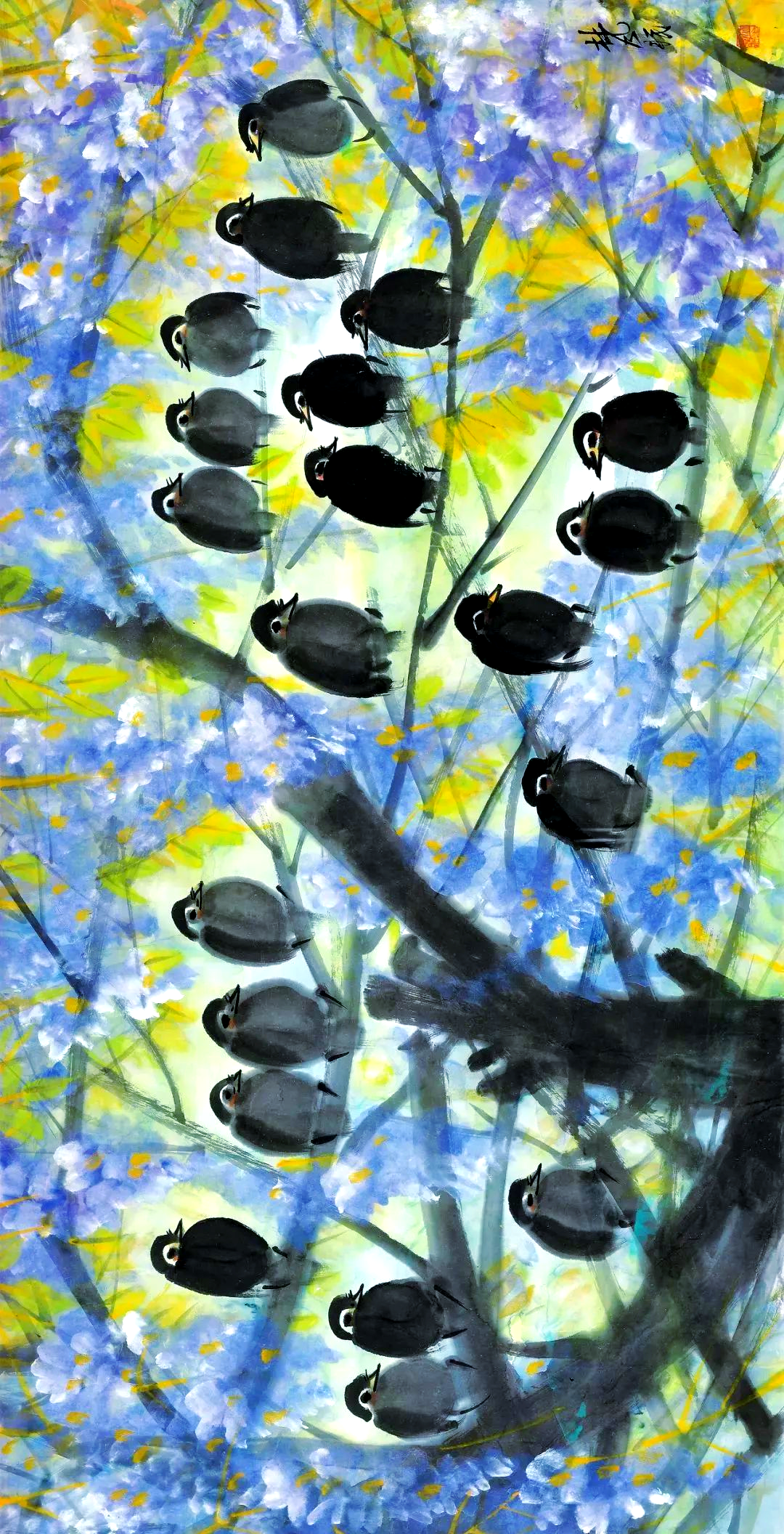 探索林风眠画作中的繁花与小鸟:沉郁浪漫与现代艺术的完美交融