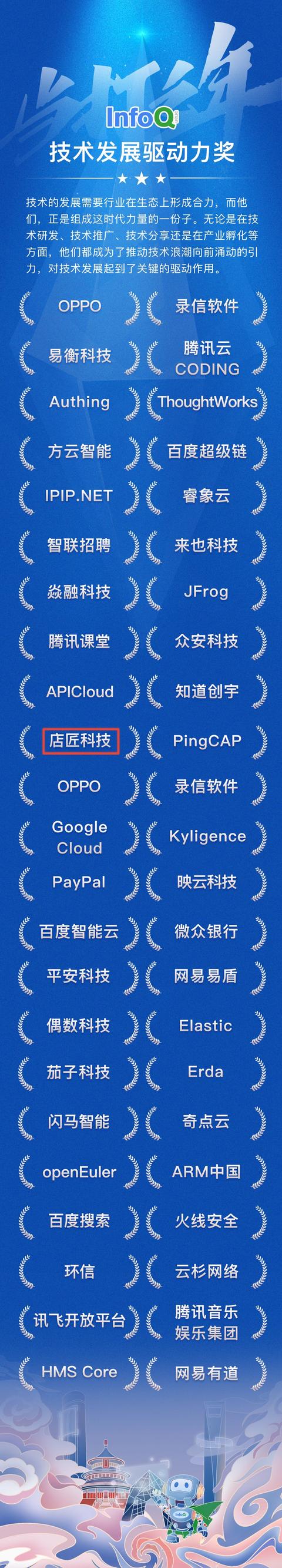 店匠科技荣获 infoq 技术发展驱动力奖