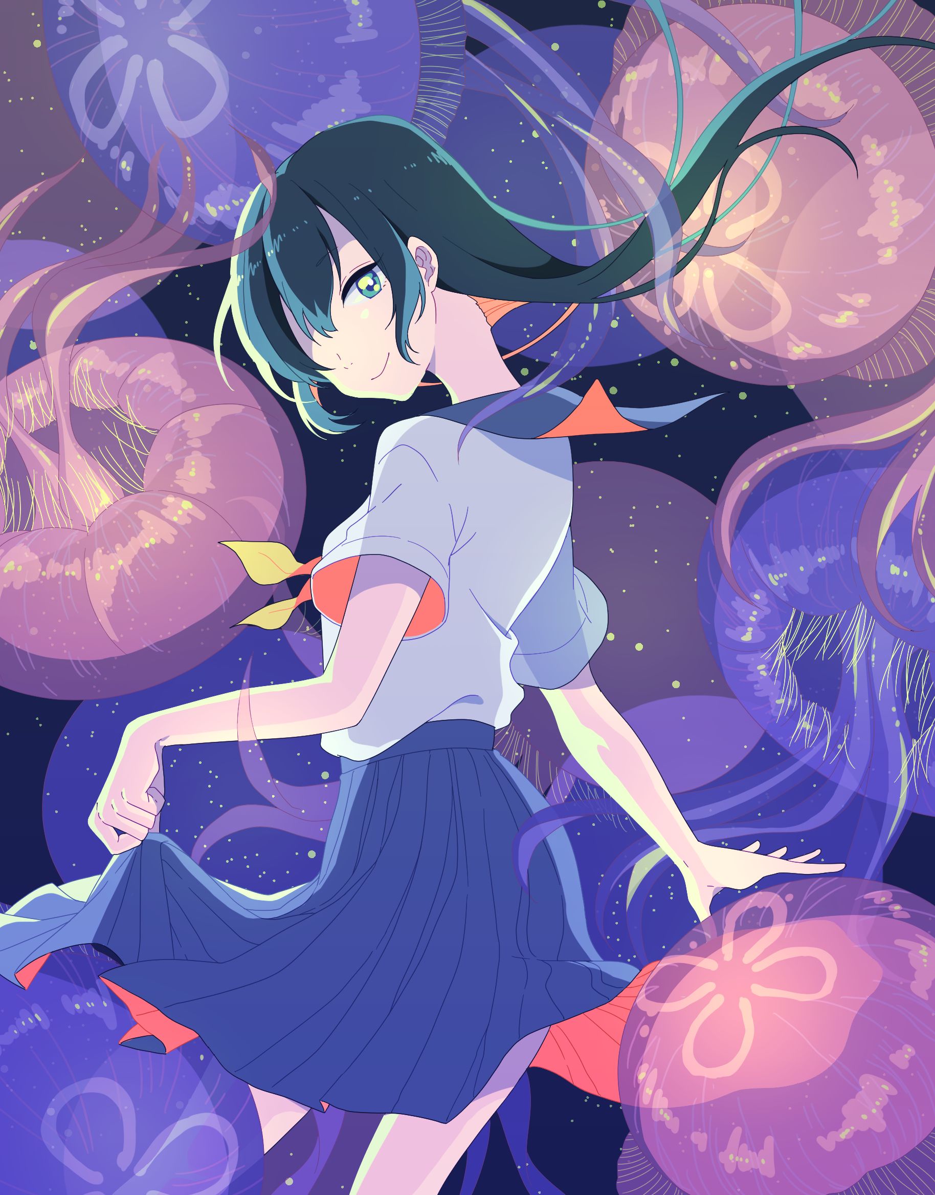 画师「ひずみ」作品欣赏:画风简约的原创制服少女人物插画