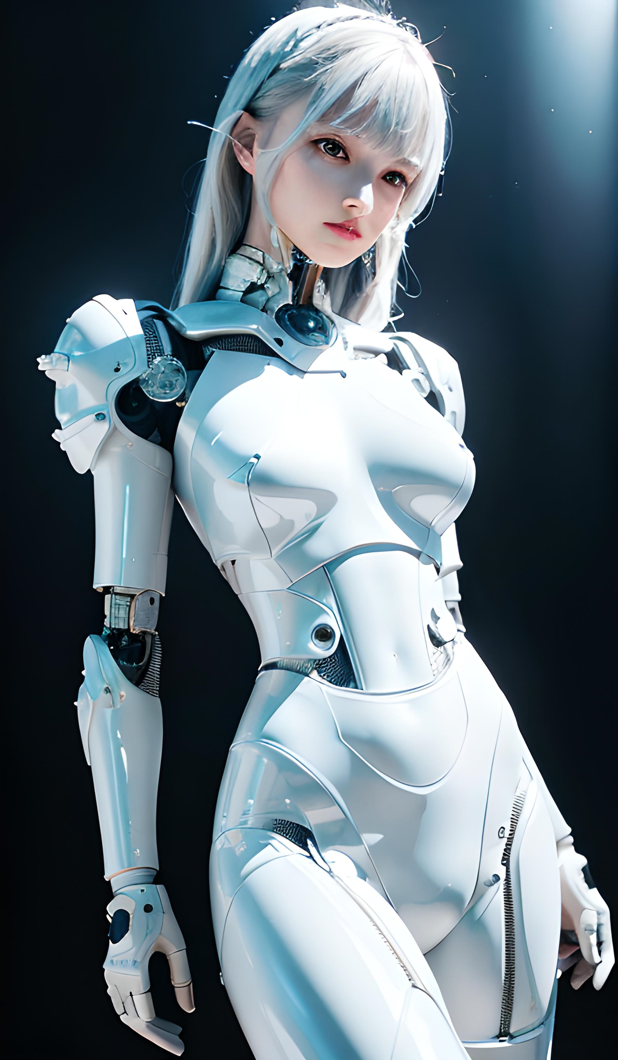 科技与艺术的完美结合:白发人形机械女带你领略机器人之美