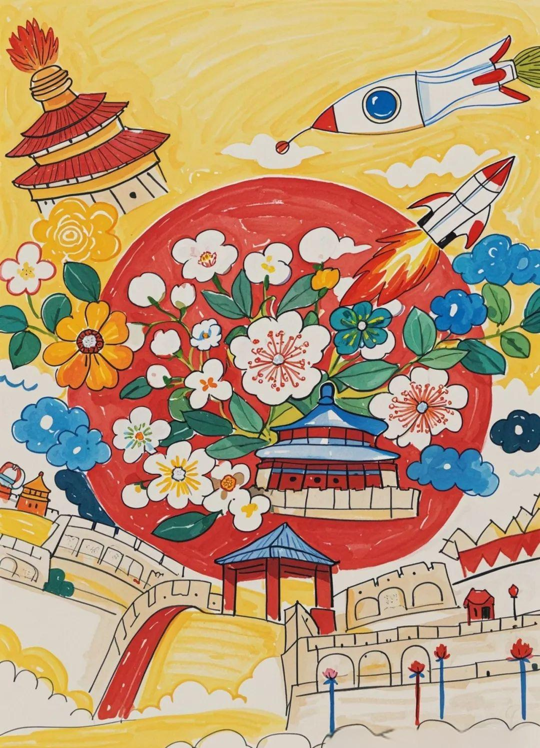 童心向党,红色主题喜迎国庆的绘画与手抄报素材建议