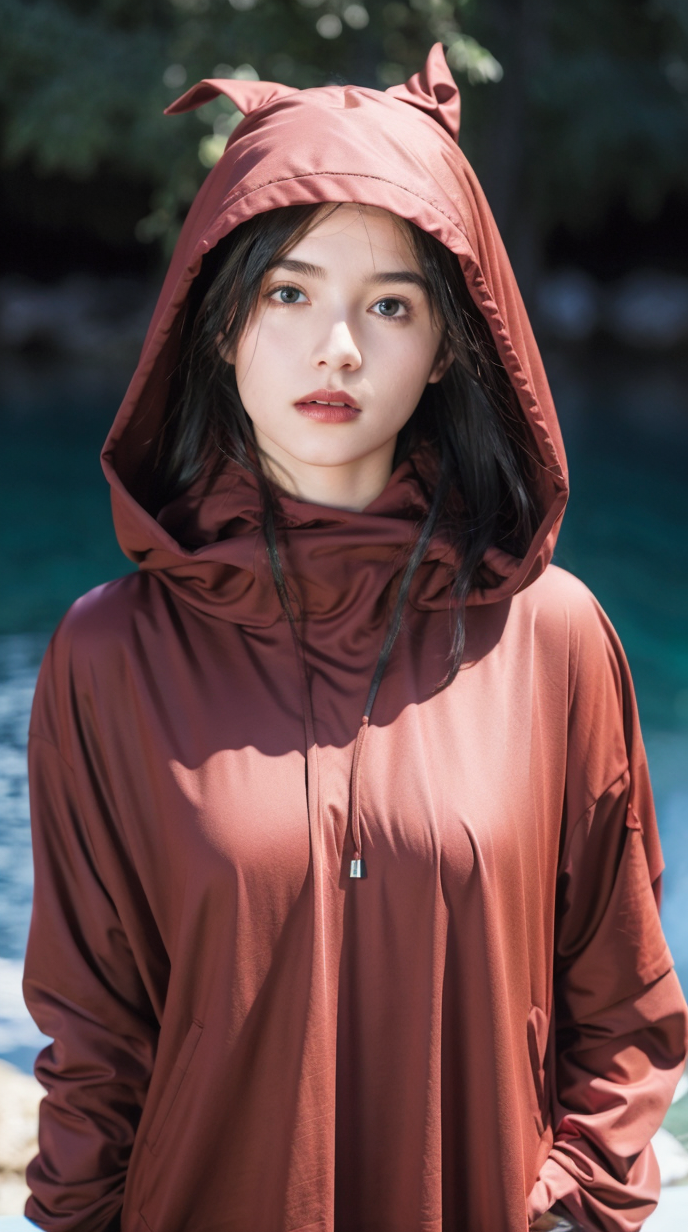 绝美红色斗篷女神,气质性感美女高清艺术照壁纸