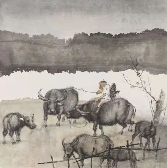 这水墨"牛"画,恬然自得
