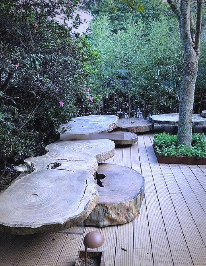 乡村庭院树桩(树干)的创意景观改造